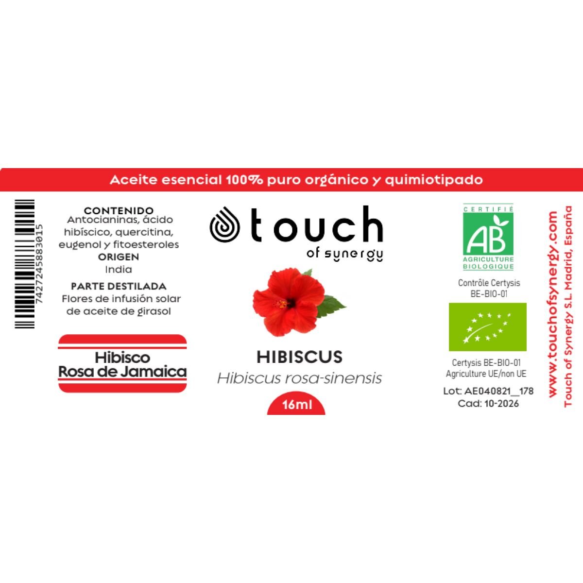 Aceite esencial Hibisco o Rosa de Jamaica - 16 ml - Roselle (Hibiscus Sabdariffa) - Imagen 2