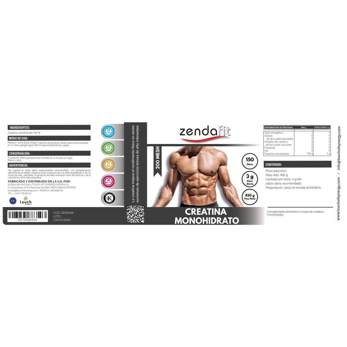 Creatina Monohidrato 100% - 450 gramos - Imagen 2
