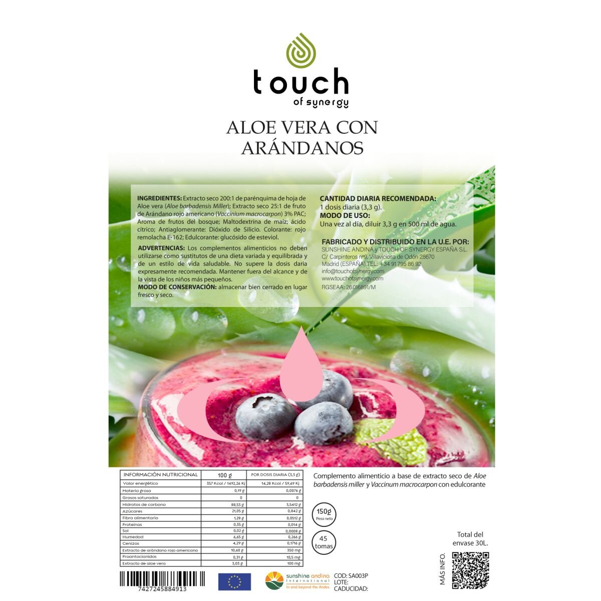 Aloe Vera con Arándanos – Bolsa 150 gramos