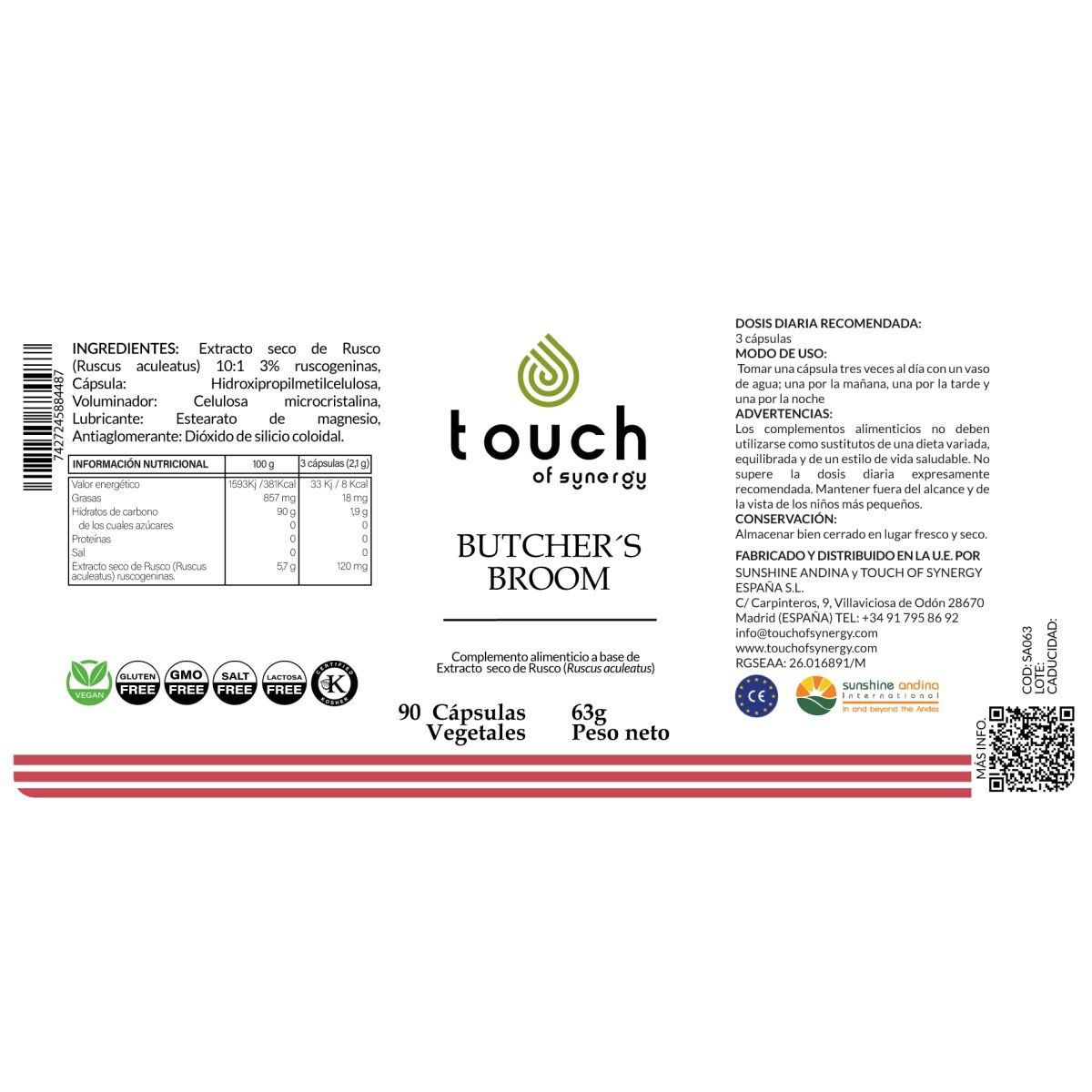 Butcher’s Broom – 90 cápsulas vegetales (Rusco)