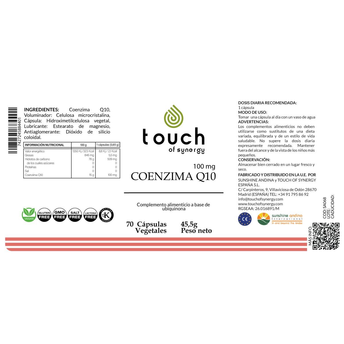 Coenzima Q10 – 70 cápsulas vegetales