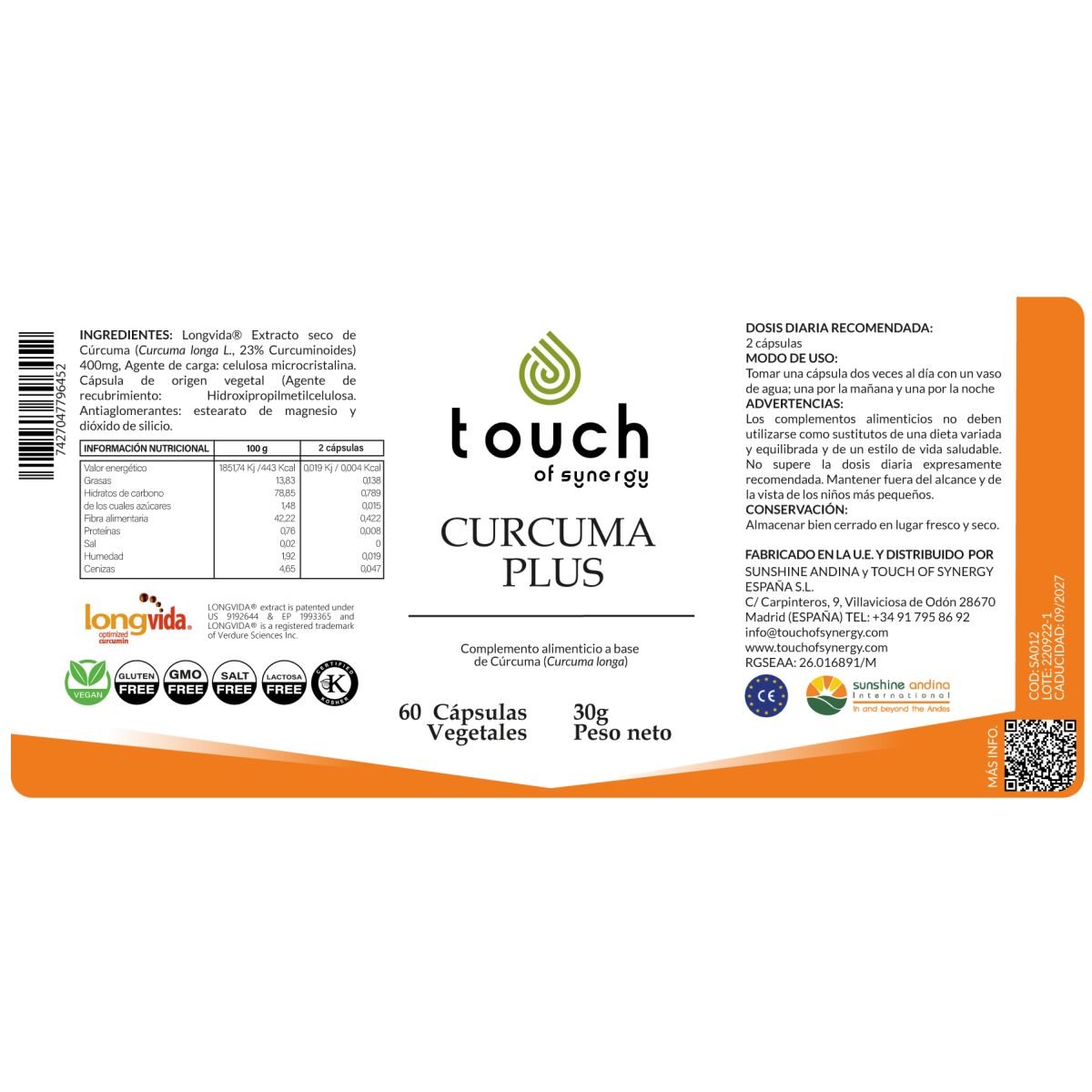 Cúrcuma Plus – 60 cápsulas vegetales