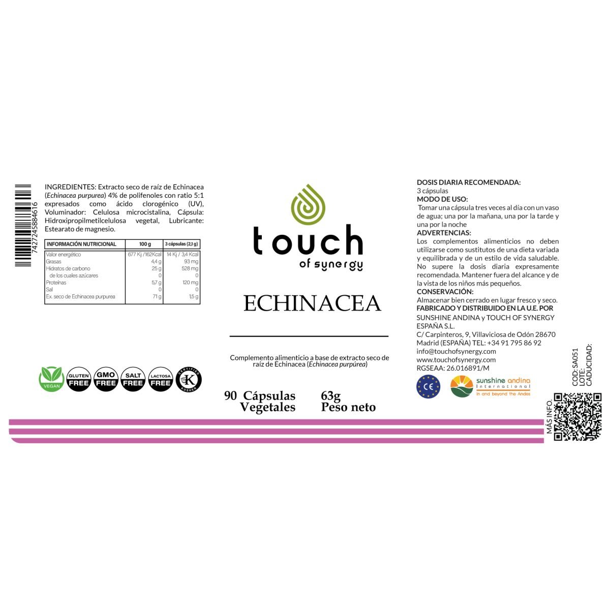 Echinacea – 90 cápsulas vegetales (2100mg por porción)