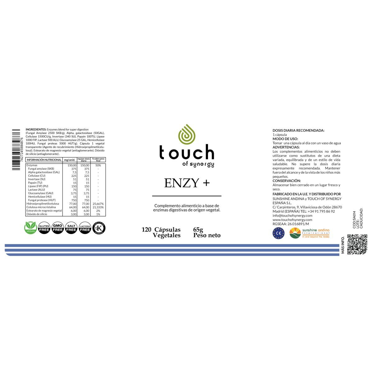 Enzy+ (Enzimas digestivas de origen vegetal) – 120 cápsulas vegetales