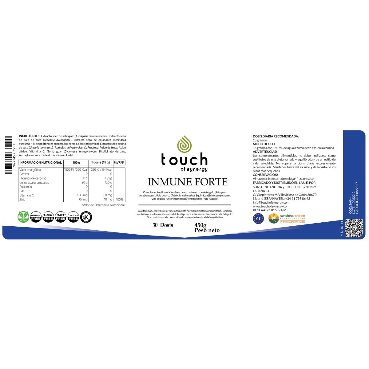 Inmune Forte – 450 gramos (Fortalecer las defensas)