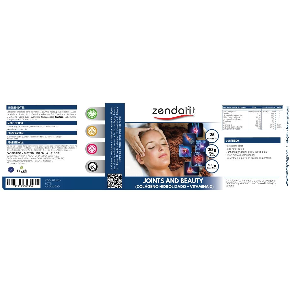 Colágeno Hidrolizado + Vitamina C - 500 gramos