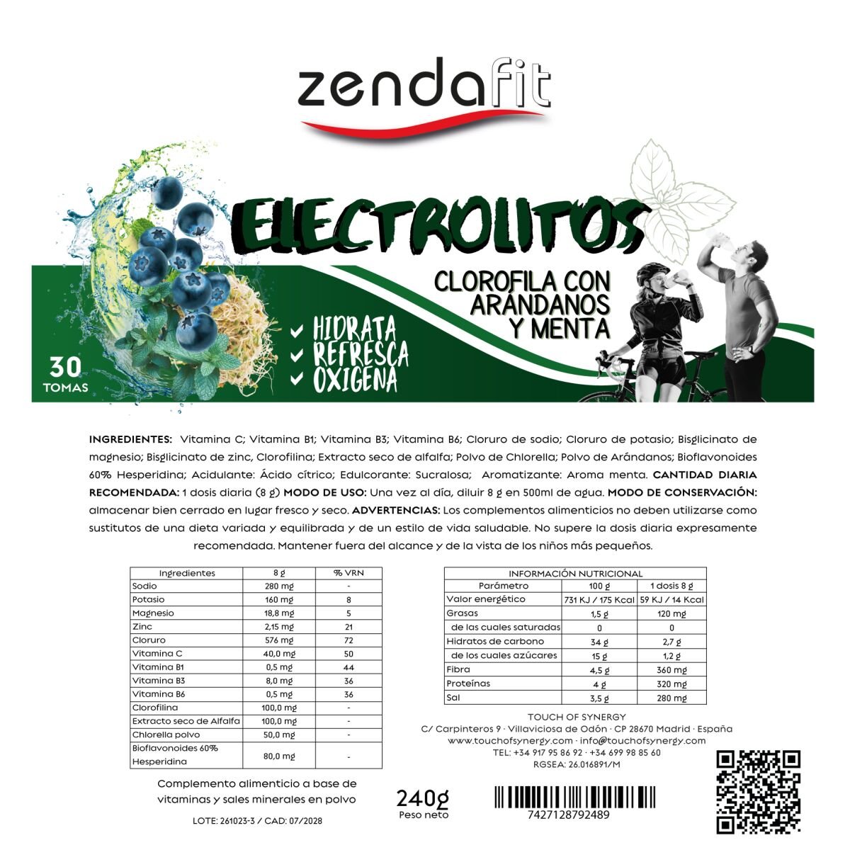Electrolitos Clorofila, Naranja o limón