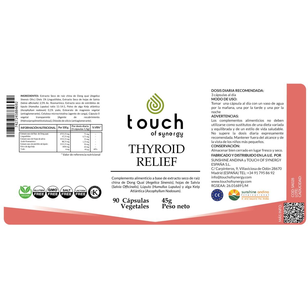 Thyroid Relief (Kelp, Salvia, Lúpulo) – 90 cápsulas vegetales (Apoyo para la tiroides)