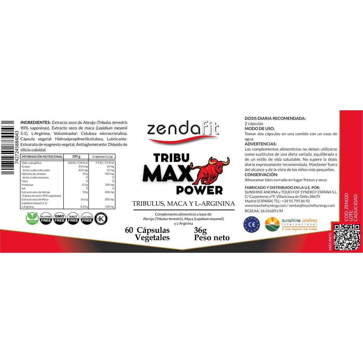 Tribu Max Power – 60 cápsulas vegetales (potenciador sexual)