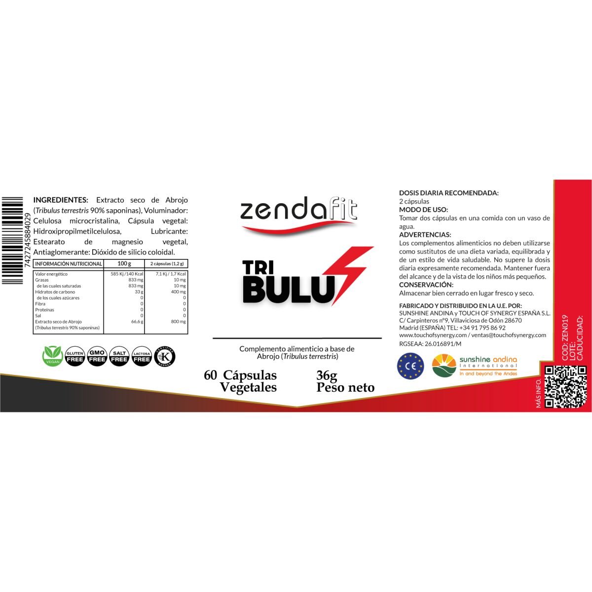 Tribulus – 60 cápsulas vegetales (energizante)