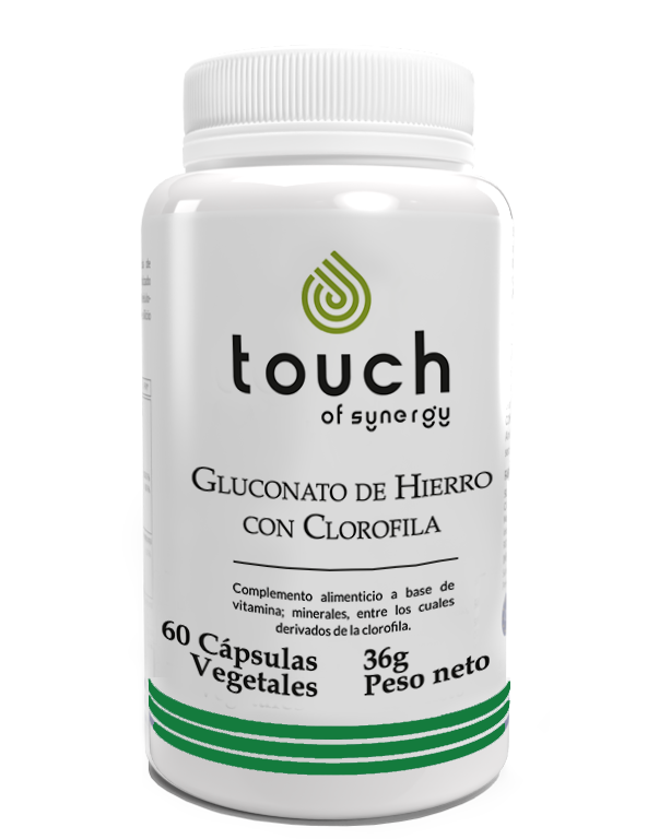 GluconatoDEhierro Gluconato de hierro con Clorofila 60 cáps. (tratamiento de la anemia ferropénica)