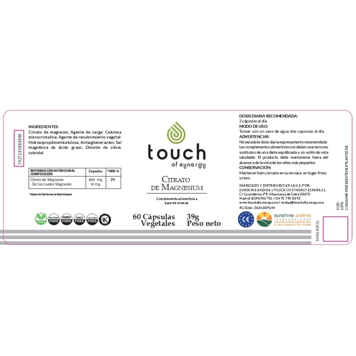Citrato de magnesio 60 cáps (alivia el estreñimiento)