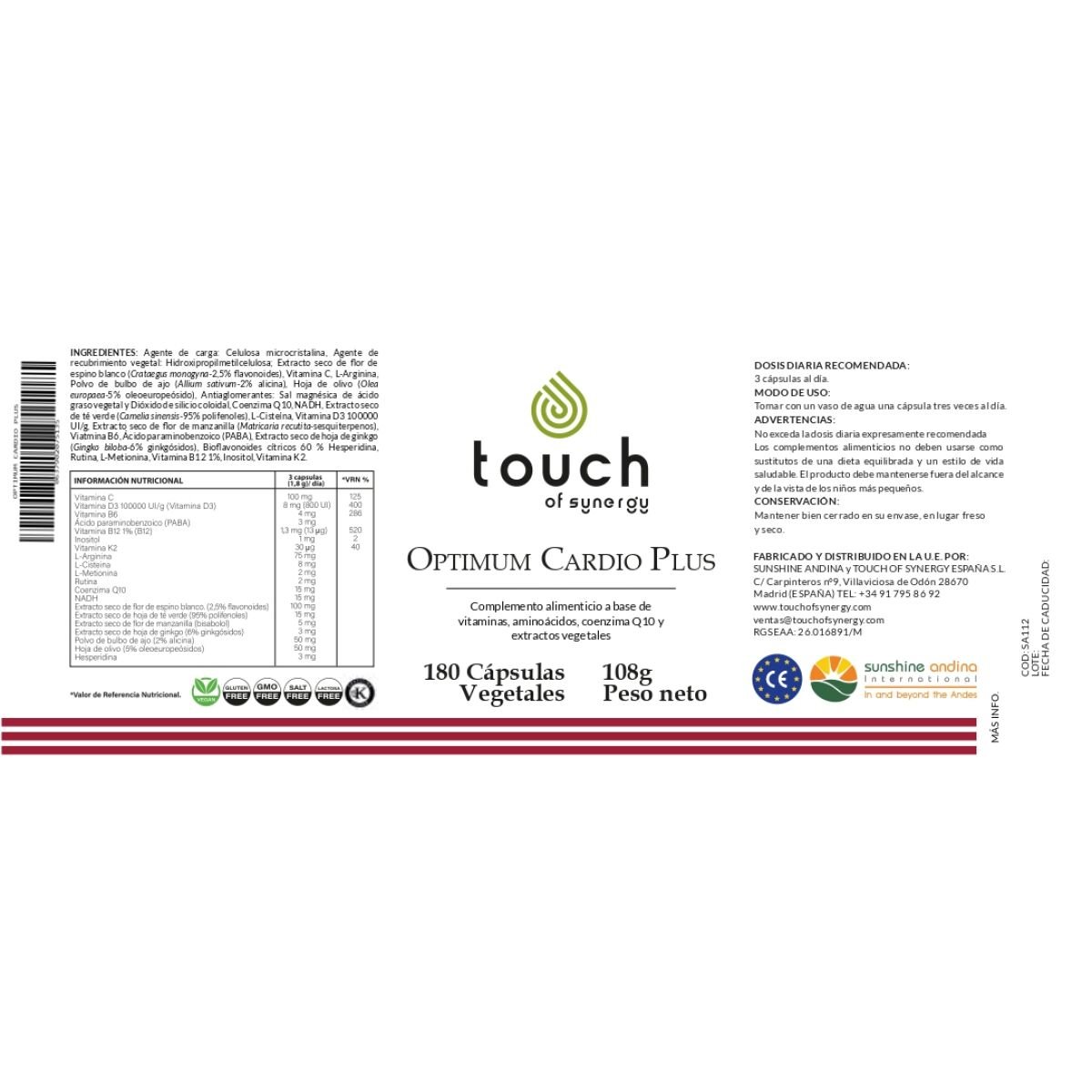 Optimum Cardio Plus 180cáps vegetales (da fuerza, salud y larga vida a tu corazón)