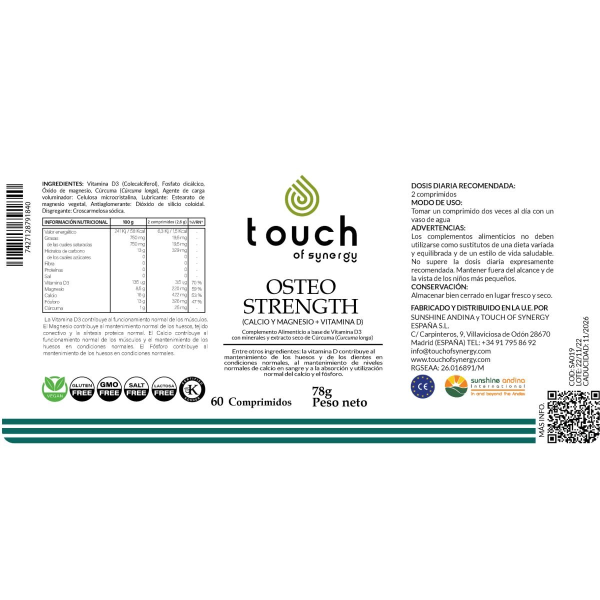 Osteo Strength (Calcio y Magnesio con Vitamina D) – 60 comprimidos