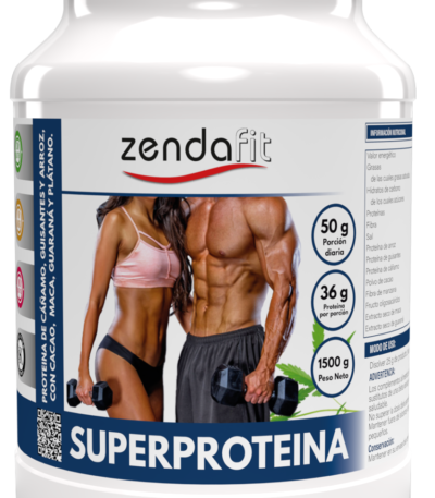 Superproteína de cáñamo, guisantes y arroz, con cacao, maca, guaraná y plátano – 1500 gramos