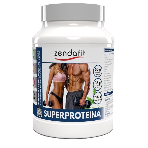 Superproteína de cáñamo, guisantes y arroz, con cacao, maca, guaraná y plátano – 1500 gramos