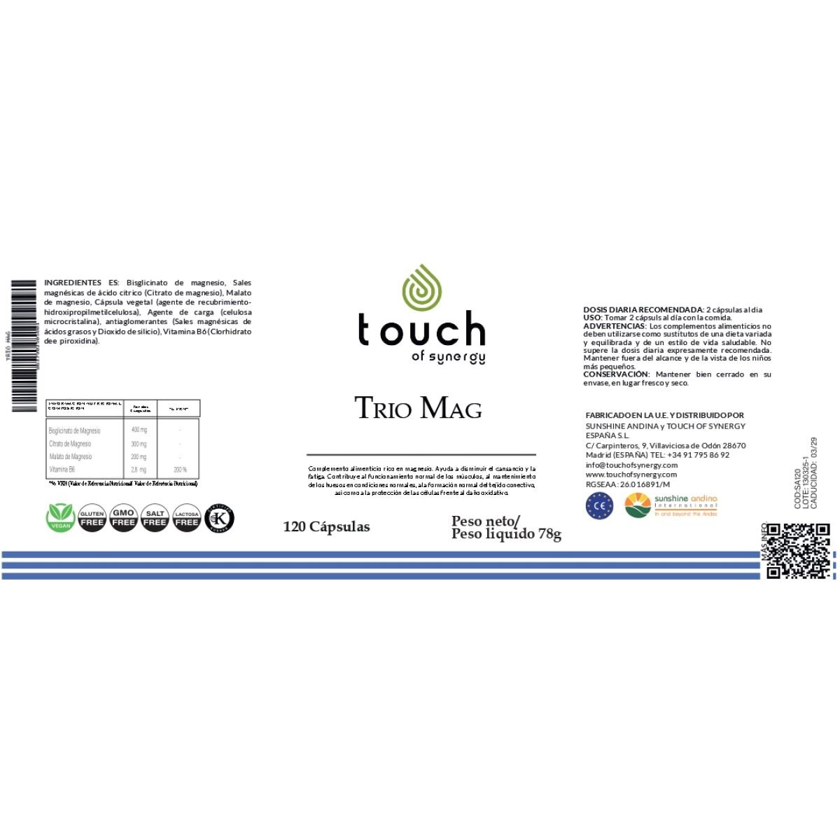 Trio-Mag 120 cáps (bisciglinato- citrato y malato de magnesio)