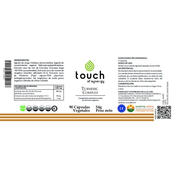 Turmeric Complex 90 cáps. ( Curcuma con Pimienta negra. Promueve la salud articular, muscular y digestiva)