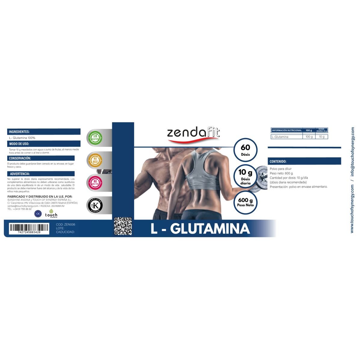 L-Glutamina - 600 gramos - Imagen 2