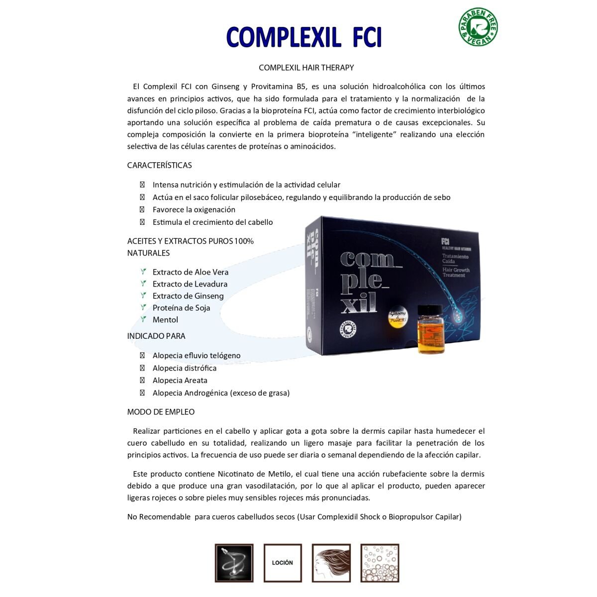 Complexil-Complexidil Fci ampollas , activa el crecimiento y la densidad del cabello. - Imagen 2