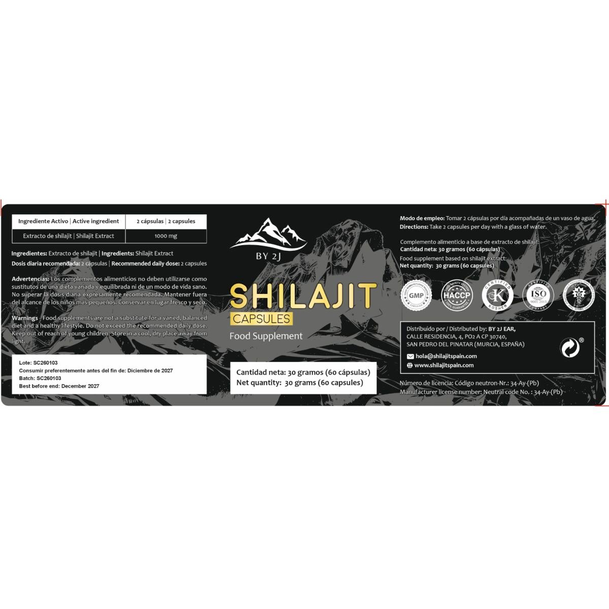 Shilajit Puro del Himalaya - 60 cápsulas (30 - 60 días de uso) - Imagen 2