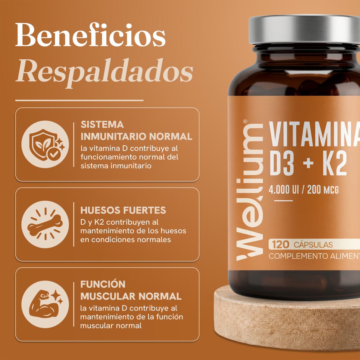 Wellium Vitamina D3 + K2 - Imagen 3
