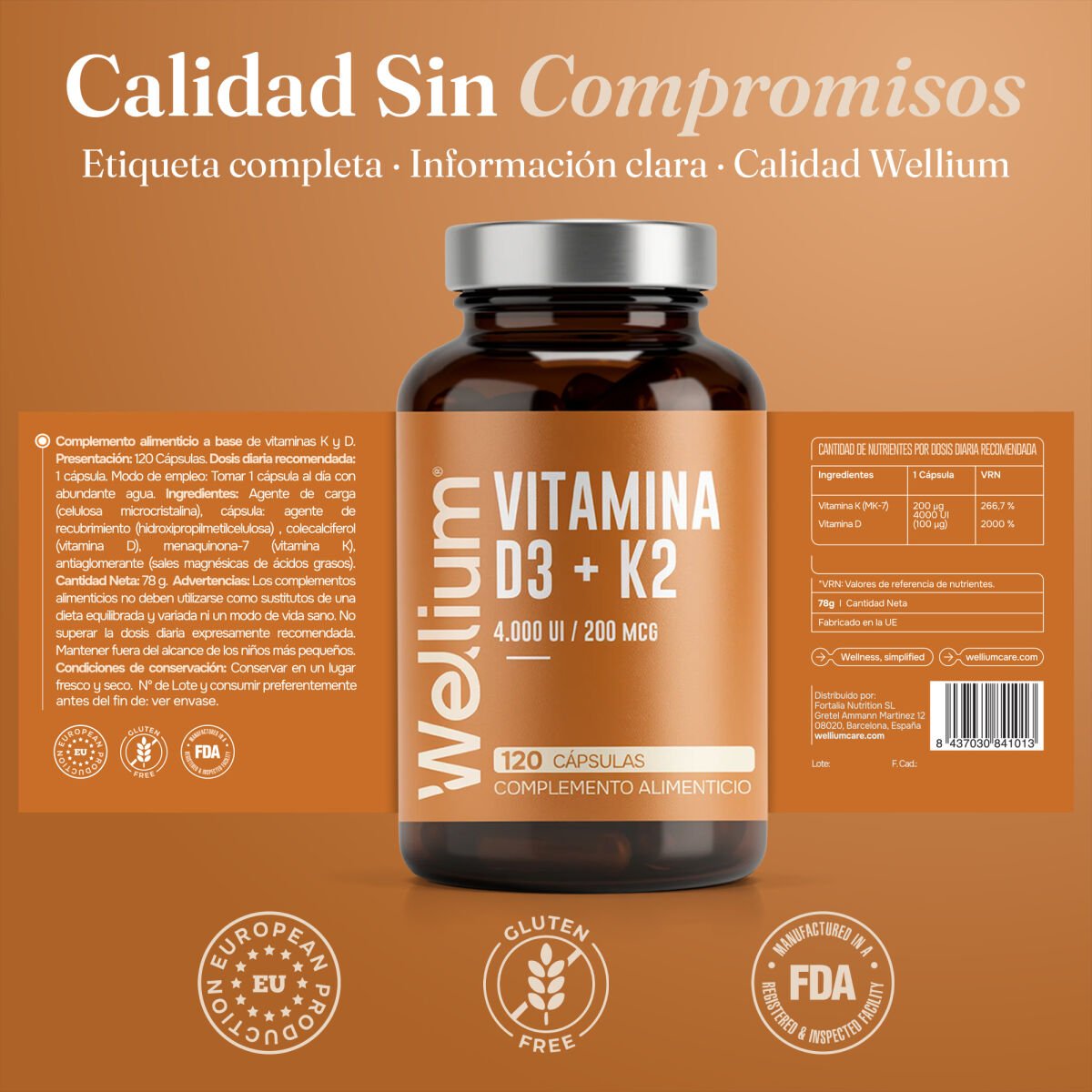 Wellium Vitamina D3 + K2 - Imagen 6