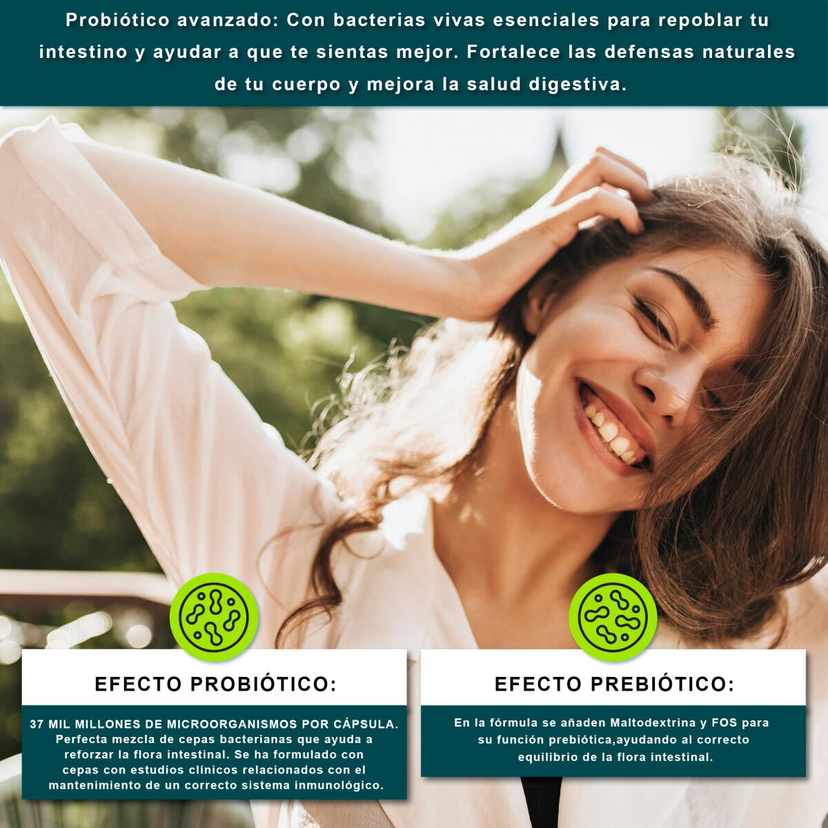 Florabalance – Probióticos + Prebióticos FOS + Vitamina C – 30 cápsulas - Imagen 4