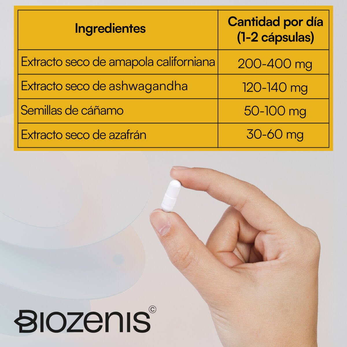 Serenivida – Amapola Californiana, Ashwagandha, Cáñamo y Azafrán – 30 cápsulas - Imagen 3