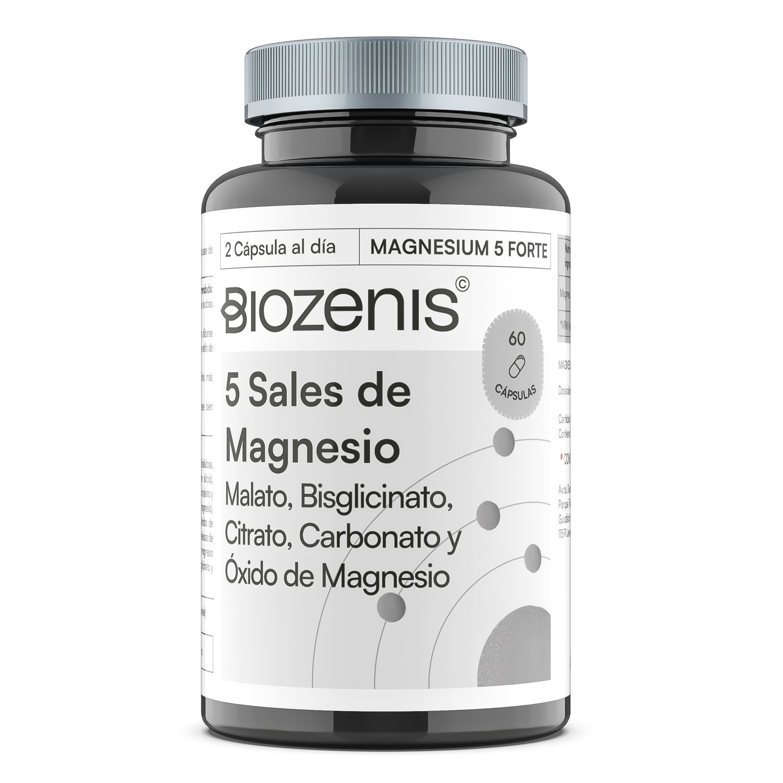 Magnesium Magnesium 5 Forte – 5 Sales de Magnesio: Malato, Bisglicinato, Citrato, Carbonato y Óxido - Imagen 1