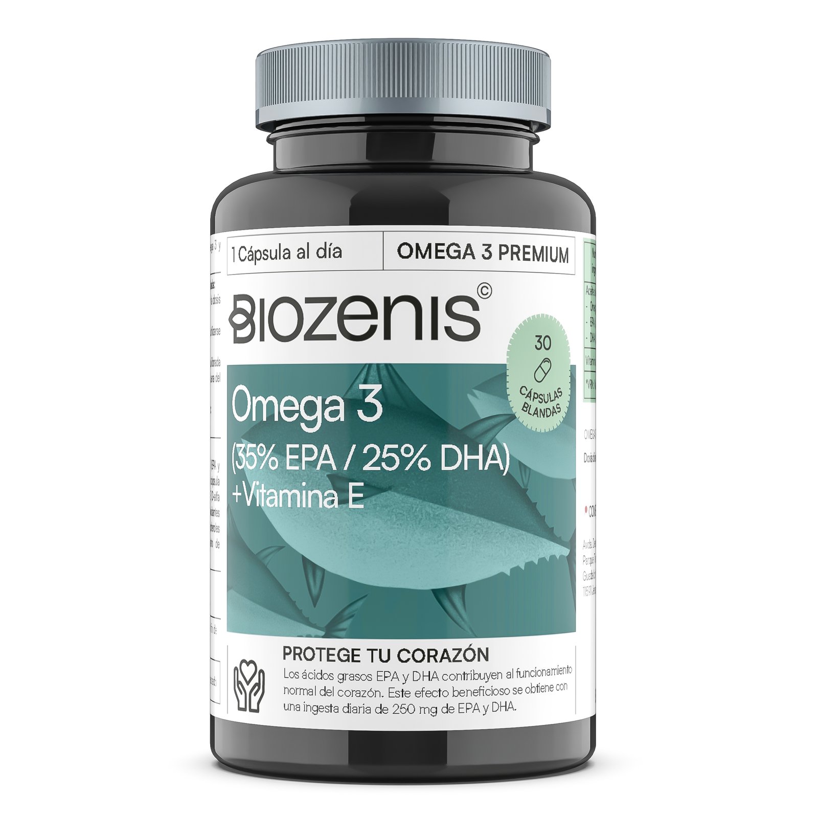 Omega 3 Premium Omega 3 Cardio Premium – 350 mg EPA + 250 mg DHA + Vitamina E – 30 cápsulas - Imagen 1