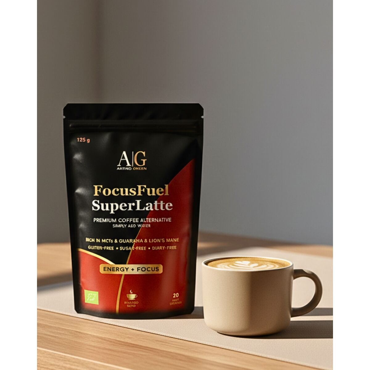 FocusFuel SuperLatte – Alternativa ecológica al café para la energía y la concentración – 125 g - Imagen 5