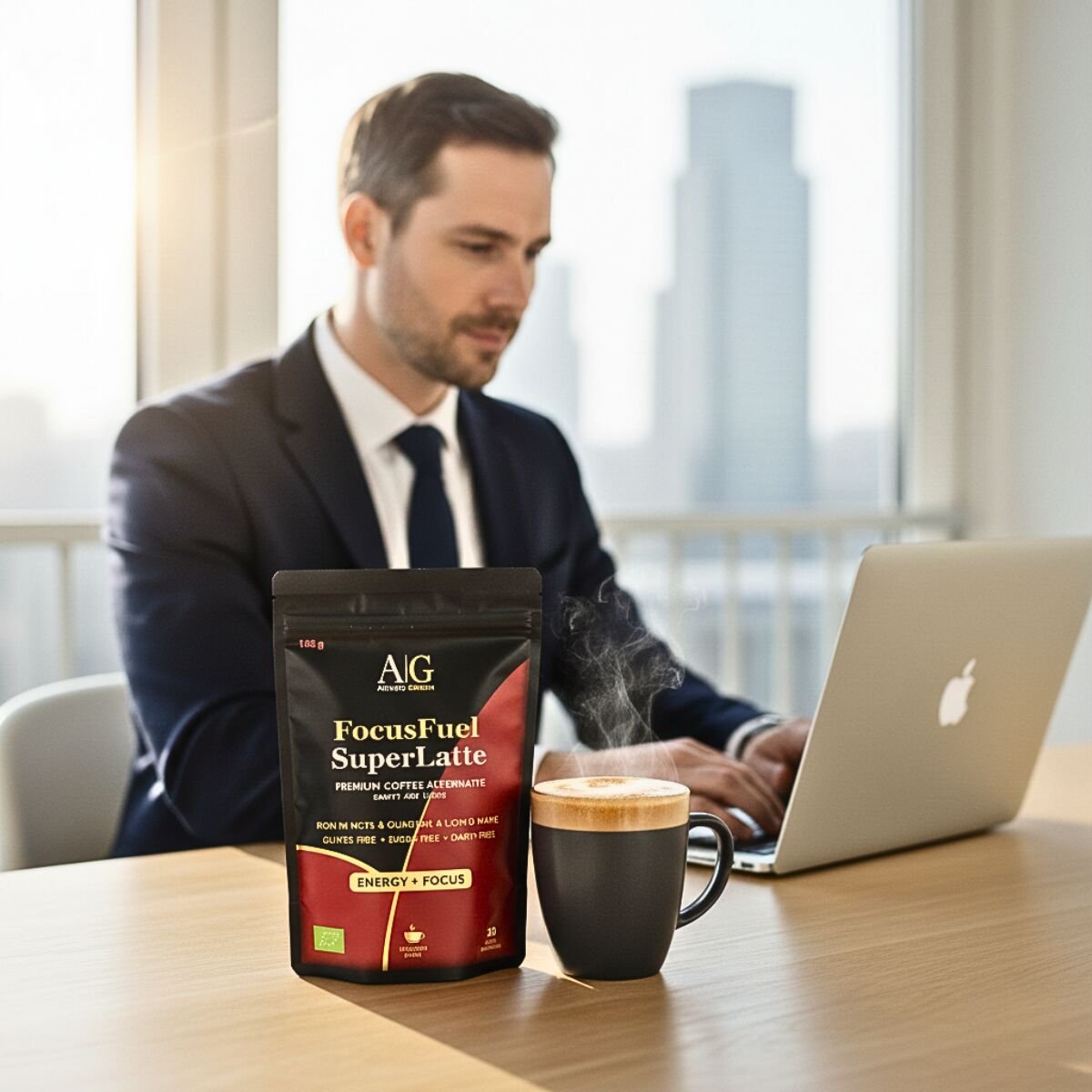 FocusFuel SuperLatte – Alternativa ecológica al café para la energía y la concentración – 125 g - Imagen 4